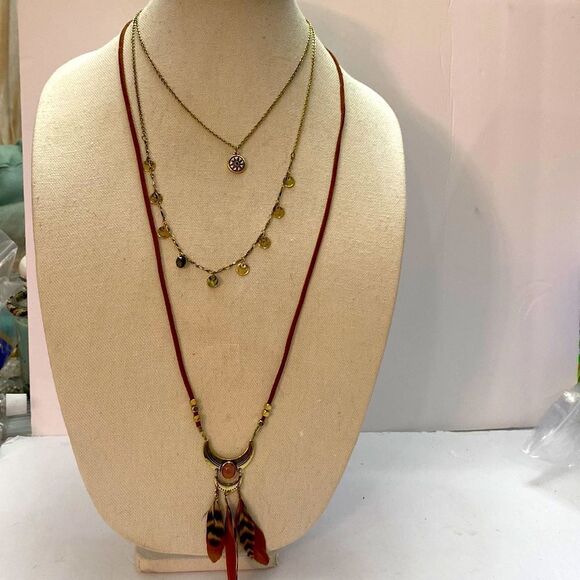 Gold color Carmel color suede fathers 3 layer orange faux stone extender new - Picture 1 of 4